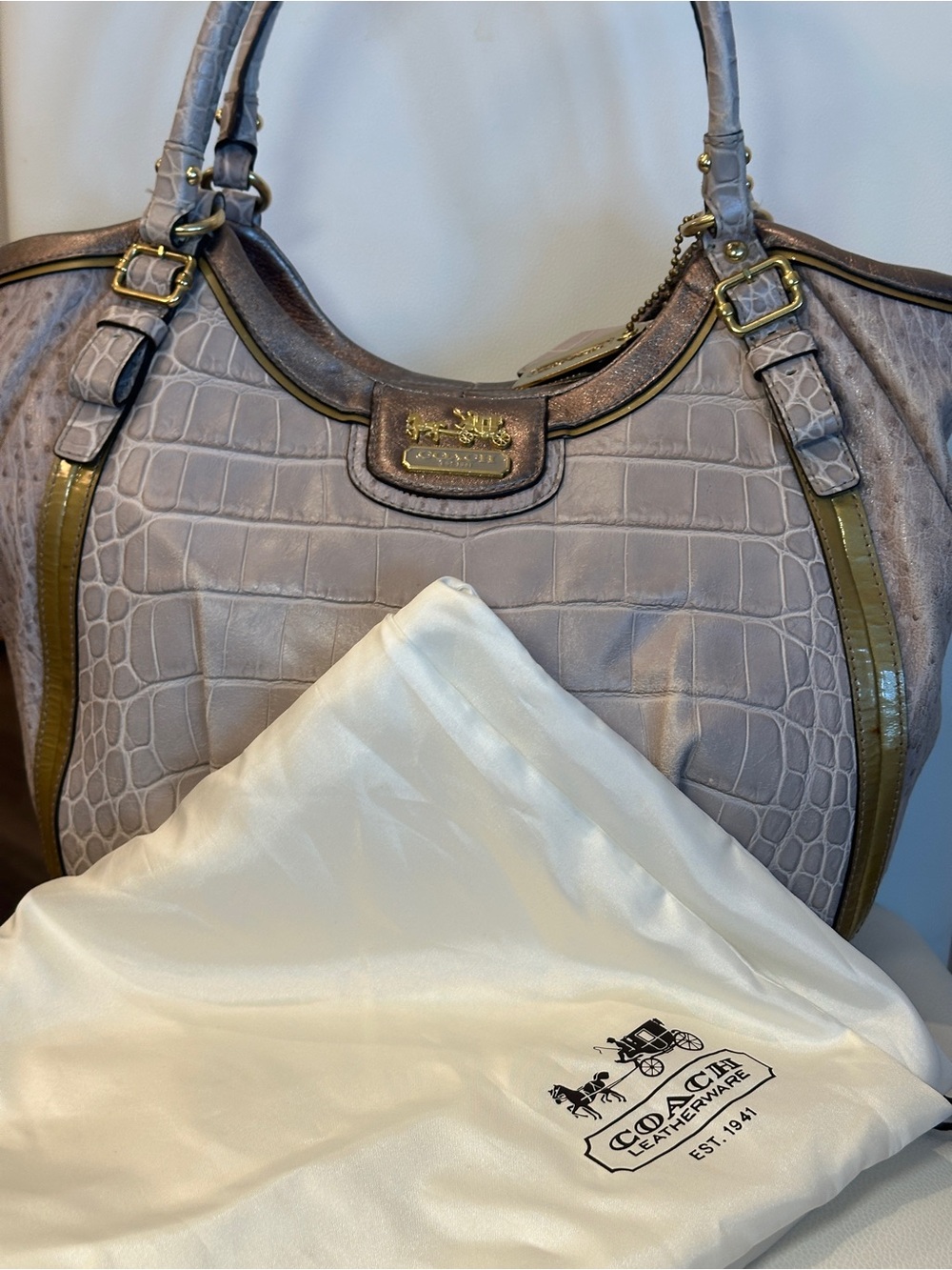 Coach Madison Abigail Exotic Embossed Leather Carryall Satchel Dust Bag - EUC - Picture 12 of 12